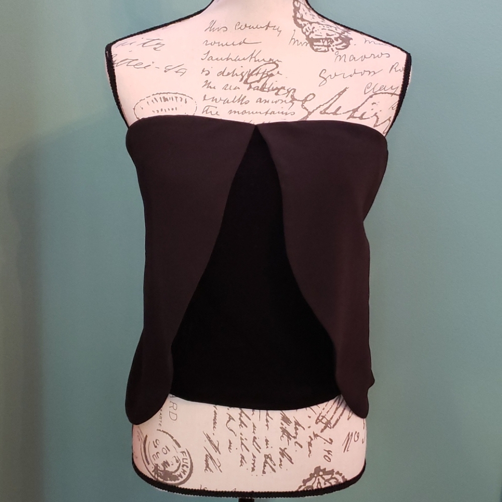 Zara Black Velvet Front Bustier Top Medium